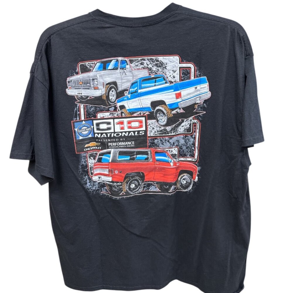 C10 Nationals Chevy Trucks on Black Double sided T-shirt Size 2xl